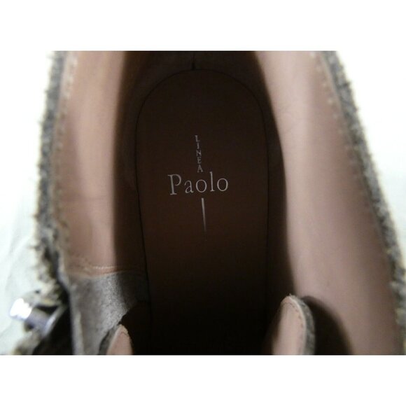 Linea Paolo Felicia Wedge NWOB Tan Leather Bootie Nubuck Gold Sparkles 9M #836 - Picture 8 of 9